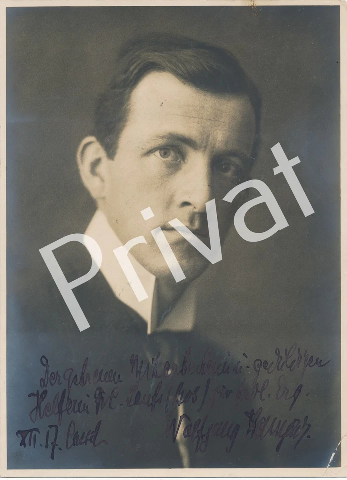 Autogramm XL Opernsänger Wolfgang ? Bayreuth Widmung und Signatur um 1920 M1.42 - Bild 1 von 1