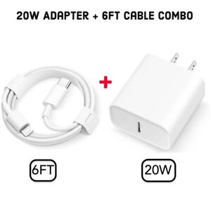 For iPhone 11/12/13 Pro/X/XR Fast Charger 20W PD Power Adapter Type-C Cable Cord