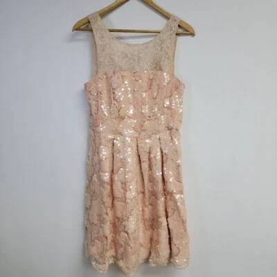 Anthropologie Eva Franco Sugarberry Sequin Lace Dress Sz 8 Formal Cocktail Hoco - Image 1 of 4