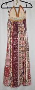 Häkel Boho Blumen Steppmuster Maxi Festival Neckholder Kleid Forever 21 Gr. S - Bild 1 von 9