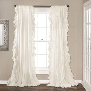 Reyna Rüschen Fenster Vorhang Panel Set, Paar, 54" B x 95" L, weiß - fließend gelockt... - Bild 1 von 2