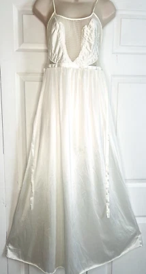 Vtg Diane Von Furstenberg Petite SMALL Long Satin Front Bodice Nightgown Gown - Image 1 of 4