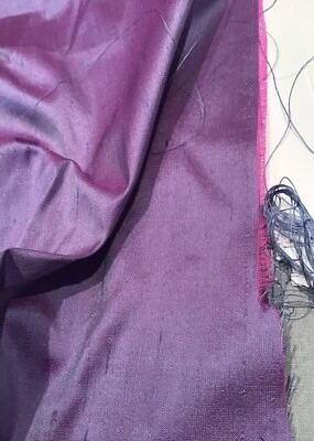 100% SILK SMOOTH DUPION HEATHER PURPLE 2-TONE FABRIC 45 CMS. X 75 CMS. FREEPOST! - Image 1 of 4