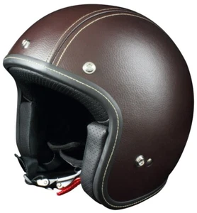 Casco jet original PRIMO cuero tabaco casco de moto cuero marrón - Imagen 1 de 3