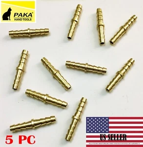 5STCK. - 1/4" (6mm) Schlauch Widerhaken Mender Union Spleiß Messingbeschlag Gas Brennstoffwasser - Bild 1 von 2