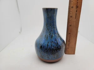 Blau grün braun Keramik glasierte Knospenvase. 6" hoch - Bild 1 von 4