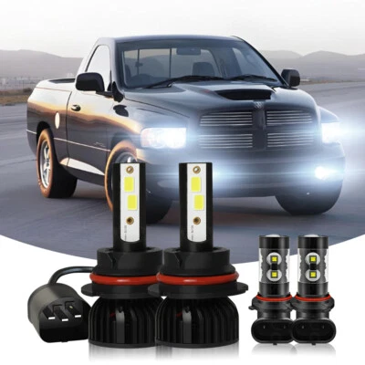 For 2002-2005 Dodge Ram 1500 2500 3500 LED Headlight High-Low Beam Fog Bulbs kit - Image 1 of 4