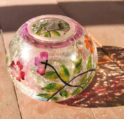 Подсвечник Yankee из треснутого стекла с цветочным дизайном - Изображение 1 из 4