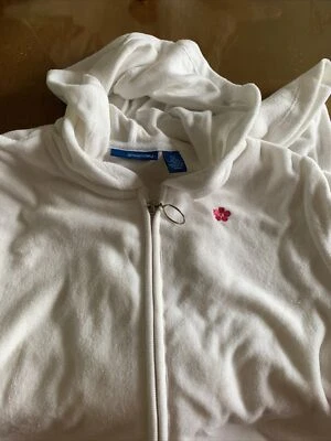 Macy’s Greendog Girl’s XL Talla 16 Blanco Cremallera Terry Paño Natación Encubrimiento con Capucha Foto 1 de 4