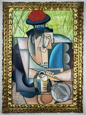 Pintura enmarcada firmada y estampada al óleo sobre lienzo de Diego Rivera (hecha a mano), arte de colección Foto 1 de 4