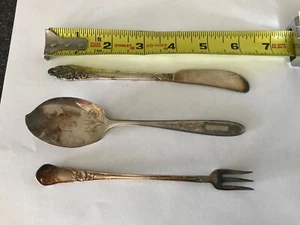Oneida Community Plate Butter Knife, Cocktail Fork And Spreader Spoon - Bild 1 von 5
