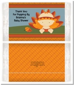 Little Turkey Girl - Personalized Baby Shower Popcorn Wrappers - Set of 12 - Picture 1 of 4
