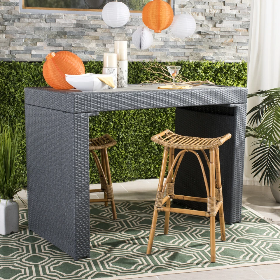 Safavieh Leda 30.7 In. Rattan Bar Stool Honey Brown