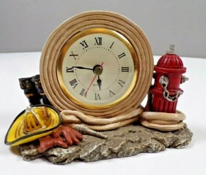 Vtg 1997 Just In Time Clock Firefighter Figurine Vanmark Red Hats of Courage - Picture 1 of 5