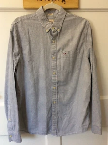 Men's Hollister Blue & White Striped Long Sleeved Casual Shirt Size UK (M) DK011 - Picture 1 of 8