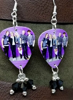 Pendientes de selección de guitarra R5 con colgantes de cristal de Swarovski negro Foto 1 de 4