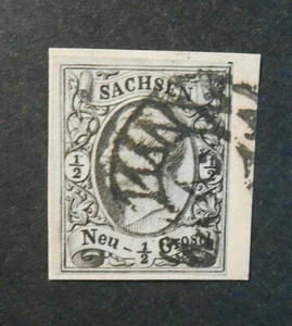 DEUTSCHLAND GERMANY ,Old State SACHSEN 1855 "Bildnis Friedrich Sin" 1/2Ngr Mi.8 US - Bild 1 von 2