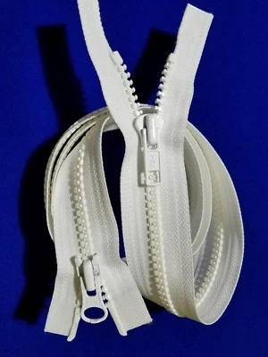 50-ZIPPERS/VTG/VISLON YKK USA #5V/2-WAY/501-WHITE Plastic Molded=36in SEPARATING - Image 1 of 3