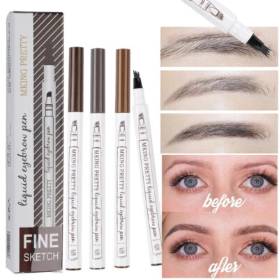 3D Eyebrow Tattoo Fork Pen Pencil Microblading 4Tip Brow Enhancer Waterproof + - Image 1 of 4