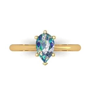 1 tcw Pear Cut Vintage Engagement Ring, 14K Yellow Gold Moissanite Bridal Gift - Picture 1 of 20