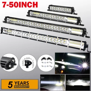 7-50" Ultra Slim LED Light Bar Dual Row Spot Flood Combo Fog Offroad Car Trucks - Picture 1 of 59