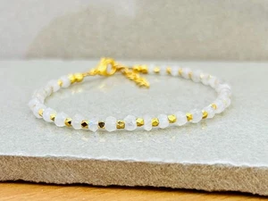 Bracciali di perline Flash pietra di luna e pietra preziosa pirite per potenziamento femminile 6-8" - Foto 1 di 12
