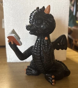 Baby Black Dragon Raising Middle Finger, Reading 6” - Picture 1 of 6