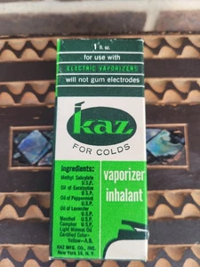 Vintage Kaz Vaporizer Inhalant For Colds Seald Bottle - Picture 1 of 6
