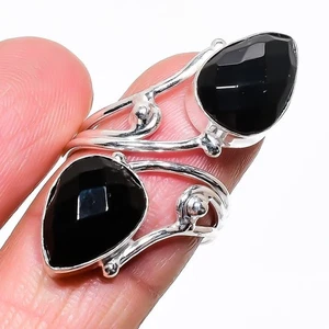 Black Spinel Gemstone 925 Sterling Silver Jewelry All Size Ring For Gift - Picture 1 of 1