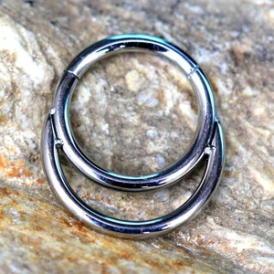 316L Stainless Steel Double Ring Seamless Clicker Ring - Picture 1 of 3