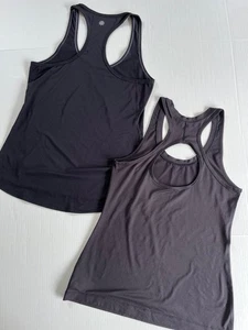 Bundle 2 Athleta Sz S Black Stretch Transcend Racerback Tank Top UPF 40 Pullover - Picture 1 of 11