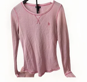 U.S. Polo Assn. Shirt, Size L,  Thermal Top, Pink Polo Embroidere Logo , Preppy - Picture 1 of 3