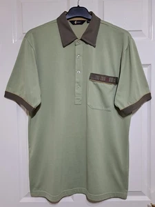 Vintage Gabicci Polo Shirt Men's M Pisatchio Green Contrast Sleeves & Collar - Picture 1 of 13