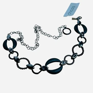 Chico’s Marina Lucite Black Circles Link Chain Belt S/M Original Tag Attached - Picture 1 of 9