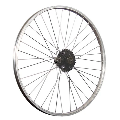 26 Zoll Fahrrad Hinterrad mit Shimano 8 Gang Shimano Kassette Set silber - Bild 1 von 4