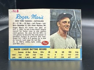 Roger Maris 1962 Post Müsli handgeschnitten #6 Anzeige Back Life Magazin - Bild 1 von 2