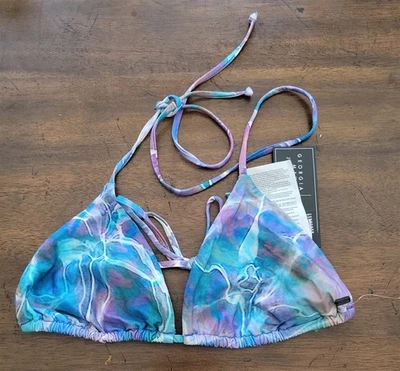 Nuevo sin etiquetas Volcom L Georgia May Jagger Tie Dye Triángulo Halter Bikini Top de Natación 122737 Foto 1 de 3