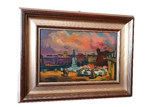 Öl auf Fasit, Platz mit Figuren, Gerolamo Stempel (Pisa 1933-2009) - Bild 1 von 8