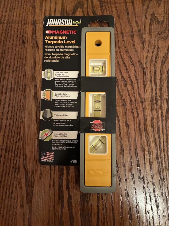 Johnson Magnetic Aluminum Torpedo Level Made In USA 9 New In Package - Image 1 of 4