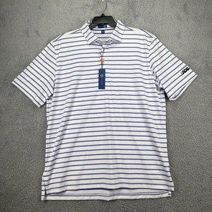 Stitch Golf Polo Shirt Mens XL Stretch S/S White Purple Haze Canal Stripe - Picture 1 of 10