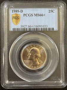 1989-D Washington Quarter 25C PCGS MS66+ GEM (#974) - Bild 1 von 6