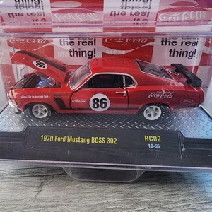 🏁🏁 2018 M2 Coca-Cola Red 1970 Ford Mustang Boss 302 1/64  🏁🏁💥💥 - Picture 1 of 8
