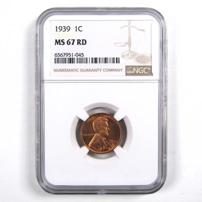 1939 Lincoln Wheat Cent MS 67 RD NGC Penny 1c Uncirculated SKU:I3136 - Image 1 of 4