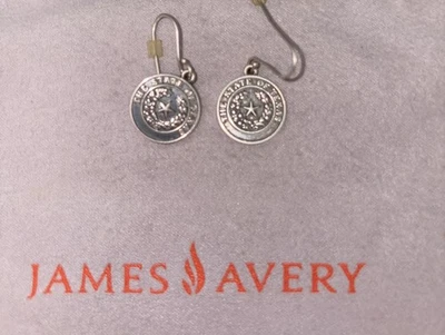 1.25” Cute Retired JAMES AVERY State Seal of Texas Hook Earrings, GUC!! - Image 1 of 4