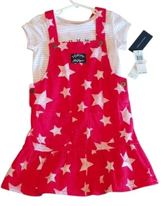 Tommy Hilfiger Little Girls Striped Star Skirtall Set 2 Pieces In Red Size 6 - Picture 1 of 6