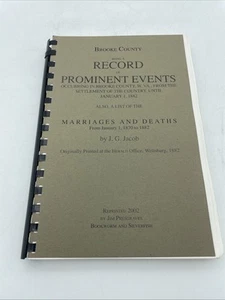 Brooke Co WV Record Of Prominent Events JG Jacob 2002 Reprint - Picture 1 of 8