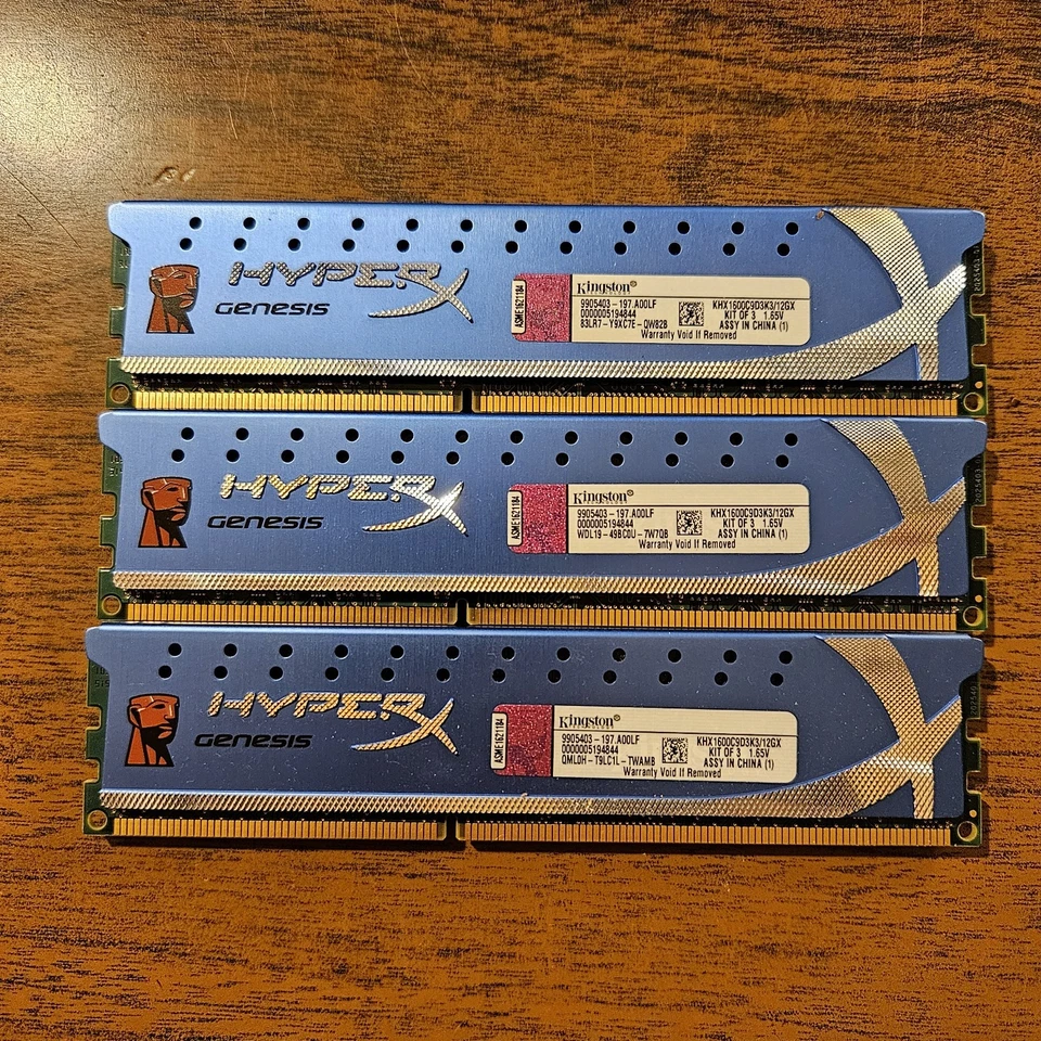 12GB - KINGSTON HYPERX GENISIS KHX 1600-C9D3K3 / 12GX  KIT OF 3 DDR3-1600 3×4GB - Image 1 of 1
