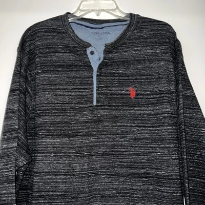 US Polo Association cinza Henley tamanho grande alto - Imagem 1 de 4