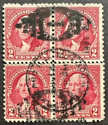US 1932 Sc# 707 Used Block of 4 George Washington - Image 1 of 2