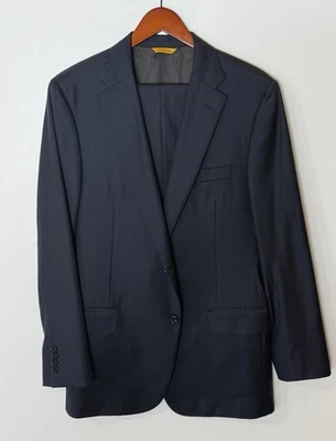 Hickey Freeman Beacon Solid Blue Two Button Suit Size 42 R #207 - Image 1 of 4